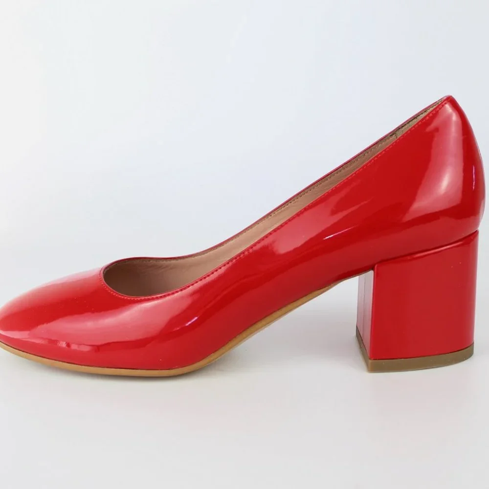 NEW POLLINI FOOTWEAR Patent Leather Pumps – Bold, Chic & Comfy Block Heels